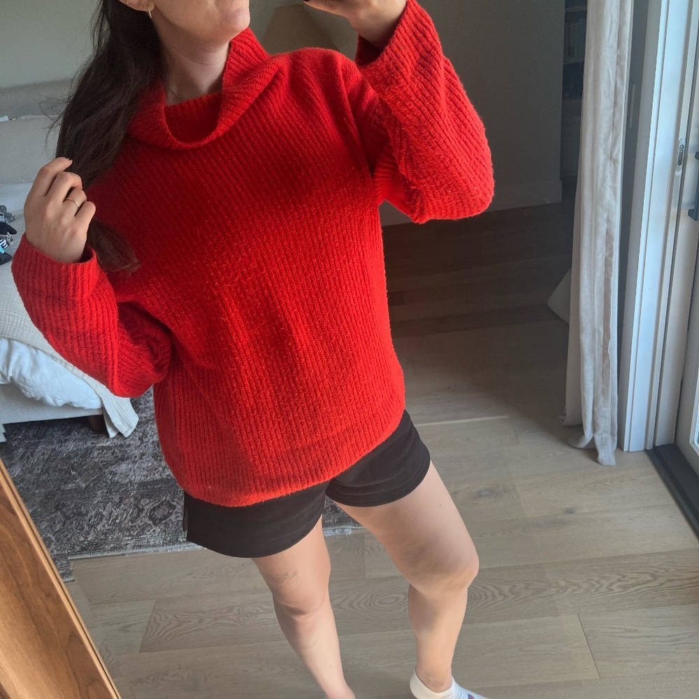 Oversized chunky red sweater